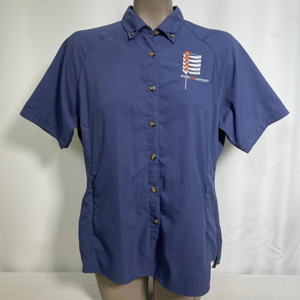 Norm's Restaurant Employee Issue Wearguard Blue Button Down Shirt Women's MEDIUM